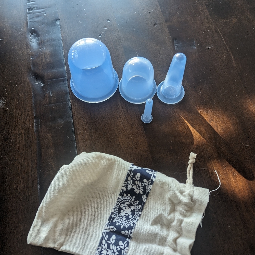 Source Unknown Blue Silicone Cupping Set with Pouch